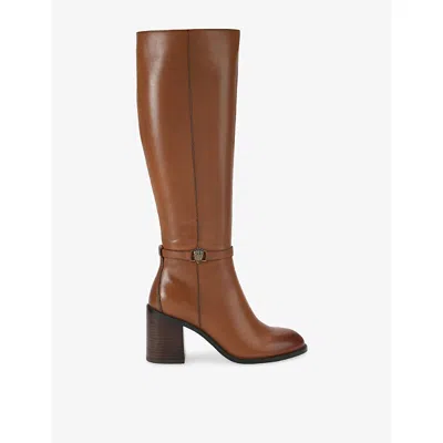 Kurt Geiger Womens Tan Shoreditch Heeled Leather Knee-high Boots Eur 38/5 Uk In Brown