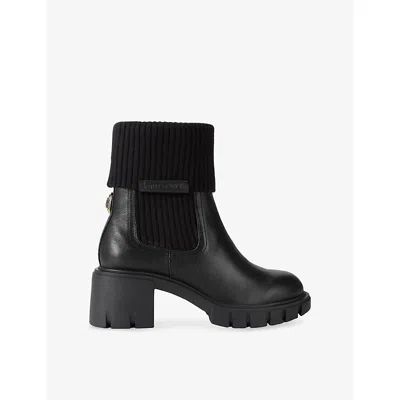 Kurt Geiger Womens Toasty Leather Heeled Ankle Boots Black Eur 37 / 4 Uk