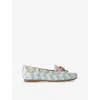 Kurt Geiger Womens  London Eagle-embellished Grained-leather Moccasin Loafers In White/comb