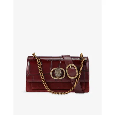 Kurt Geiger Womens Wine Chelsea Leather Cross-body Bag In Burgundy