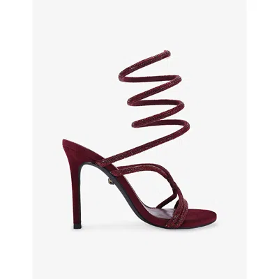 Kurt Geiger Womens Wine Knot Spiral Heeled Woven Sandals Eur 38/5 Uk In Burgundy