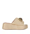 Kurt Geiger Woven Chelsea Flatform Mules In Beige