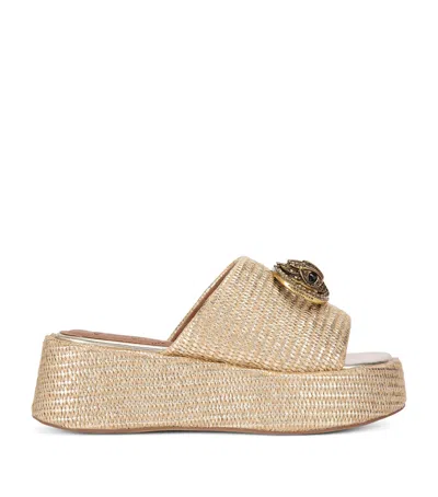 Kurt Geiger Woven Chelsea Flatform Mules In Beige