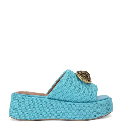 Kurt Geiger Woven Chelsea Flatform Mules In Blue