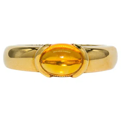Pre-owned Kurt Wayne 1.44 Carat Citrine Cabochon 18k Yellow Gold Cocktail Ring
