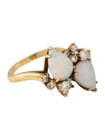 Pre-owned Kurt Wayne 18k 2.08ctw Opal & Diamond Cluster Cocktail Ring In Multicolor