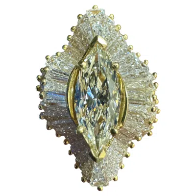 Pre-owned Kurt Wayne 18k Yellow Gold Gia 8.27 Carat Marquise Diamond Engagement Ring
