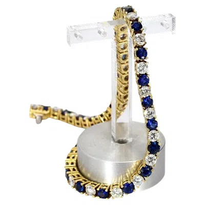 Pre-owned Kurt Wayne 18k Yellow Gold  Diamond & Sapphire Tennis Bracelet
