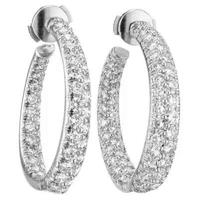 Pre-owned Kurt Wayne 3.50 Carat Diamond Platinum Swirl Hoop Earrings In Multi