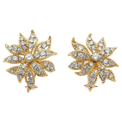 Pre-owned Kurt Wayne Floral Diamond Earrings In Multi