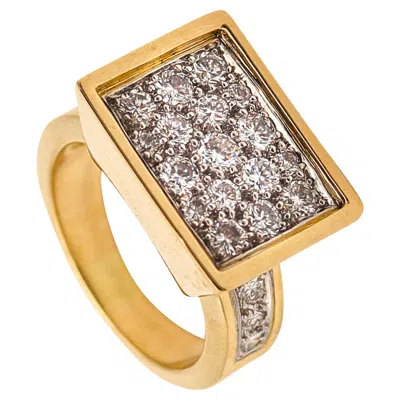 Pre-owned Kurt Wayne Geometric Cocktail Ring In 18kt Yellow Gold With 1.71 Ctw Diamonds