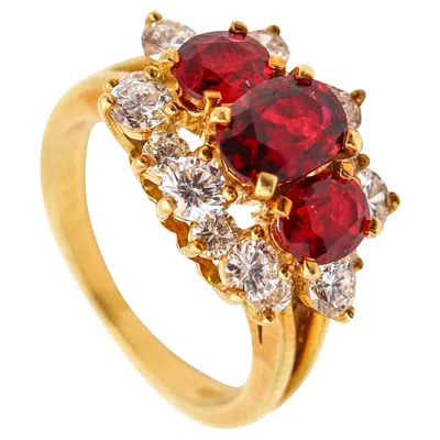 Pre-owned Kurt Wayne Ring In 18kt Yellow Gold With 4.22 Ctw Vivid Rubies And Diamonds