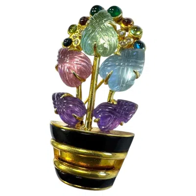 Pre-owned Kurt Wayne Vintage  14k Yellow Gold Tutti Frutti Brooch