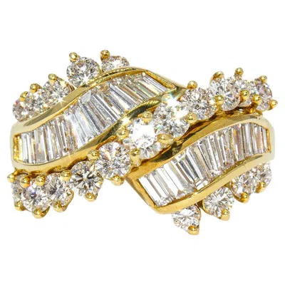 Pre-owned Kurt Wayne Vintage  2.27 Carat Total Diamond Cocktail 18k Yellow Gold Ring