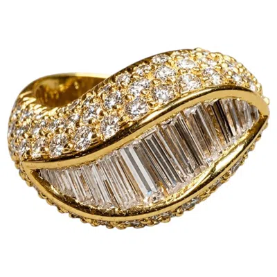 Pre-owned Kurt Wayne Vintage  Sculptural Crest Baguette Round Diamond Cocktail Ring 5.50ctw In Multi