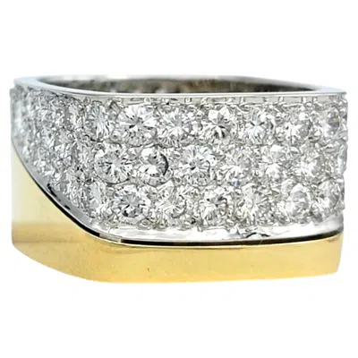 Pre-owned Kurt Wayne Vintage  Squared Asymmetric Pav� Diamond Band Ring In 18 Karat Gold In Multiple