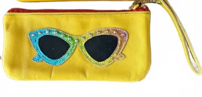Kurtmen Hollywood Shades Wristlet In Yellow With Rainbow In Multi