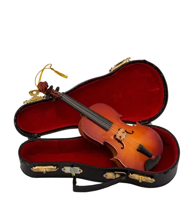 Kurt.s.adler Wood Violin Tree Decoration In Orange