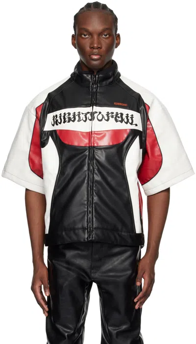 Kusikohc Black & Red Rider Faux-leather Jacket In Black/rooibos Tea