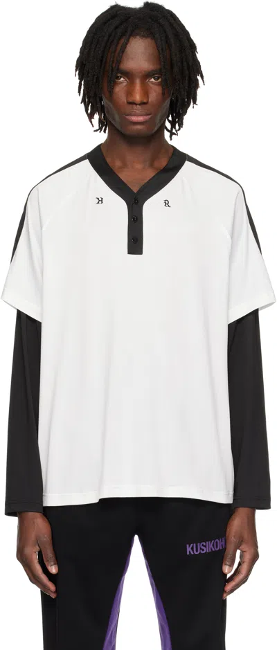 Kusikohc Black & White Baseball Long Sleeve Top
