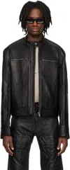 Kusikohc Black Biker Leather Jacket In Black