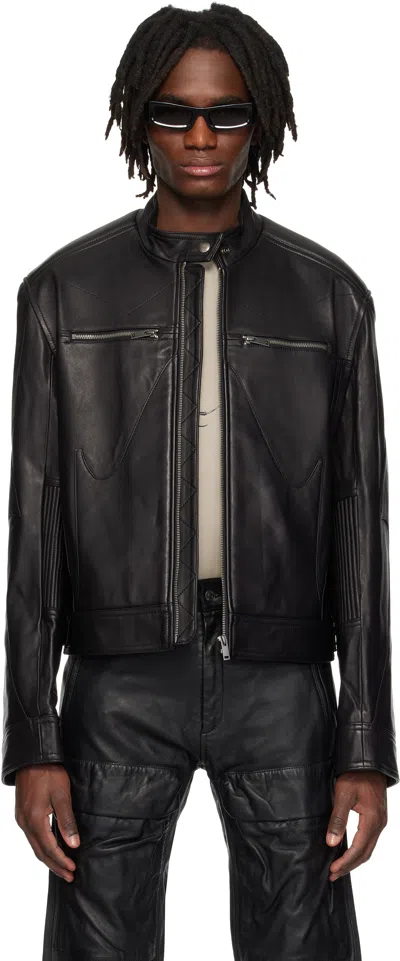 Kusikohc Black Biker Leather Jacket