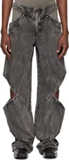 Kusikohc Black Cut-out Jeans In Black