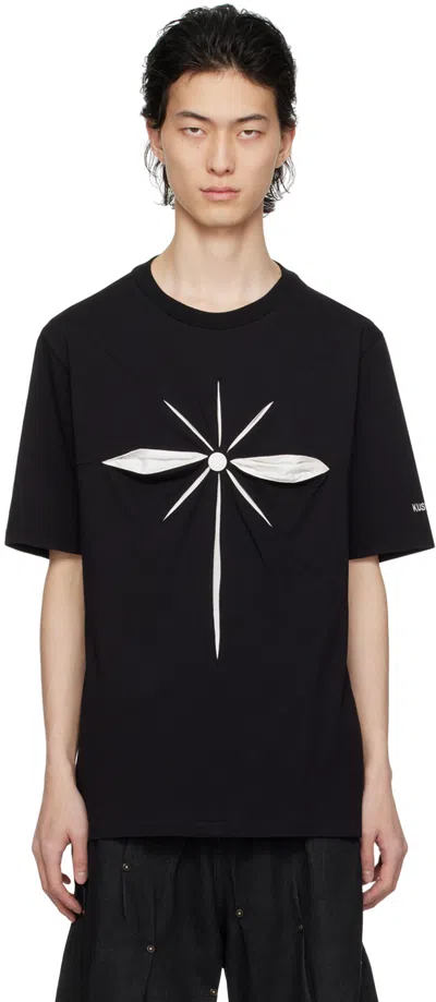 Kusikohc Black Origami T-shirt In Black/white Alyssum