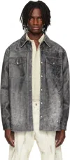 Kusikohc Black Printed Leather Shirt Jacket In Black