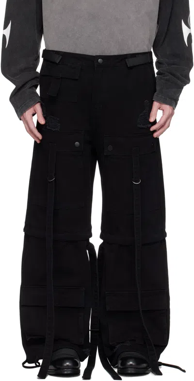 Kusikohc Black Straps Cargo Pants