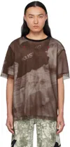 Kusikohc Brown Printed Mesh T-shirt In Brown