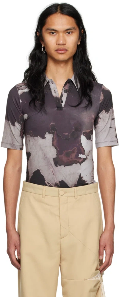 Kusikohc Brown Printed T-shirt In Ash