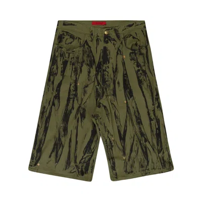 Pre-owned Kusikohc Denim Washed Shorts 'green' | Men's Size M