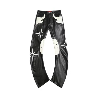 Pre-owned Kusikohc Flower Rider Faux Leather Pants 'black' | Men's Size Xs