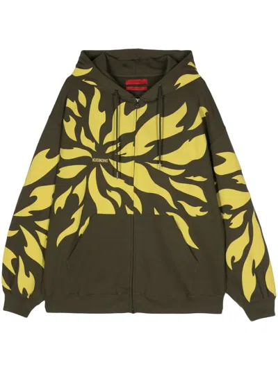 Kusikohc Fragment Cotton Hoodie In Green