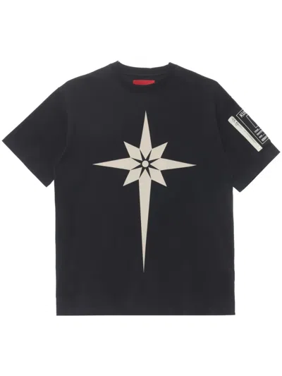 Kusikohc Graphic-print Cotton T-shirt In 黑色