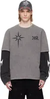 Kusikohc Gray & Black Layered Long Sleeve T-shirt In Black
