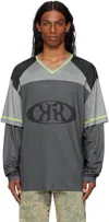 Kusikohc Gray Baseball Long Sleeve T-shirt In Black