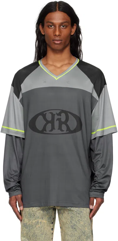 Kusikohc Gray Baseball Long Sleeve T-shirt In Black