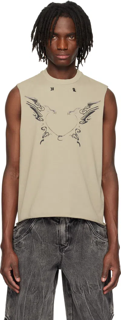 Kusikohc Gray Heart Tank Top In White