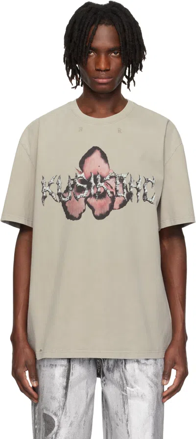 Kusikohc Gray Logo Printed T-shirt In White