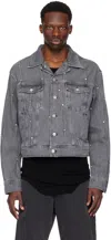 Kusikohc Gray Multi Rivet Denim Jacket In Black