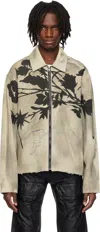 Kusikohc Gray Rose Denim Jacket In Grey