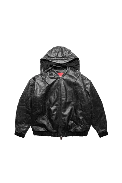 Kusikohc Leather Bomber Jacket In Black