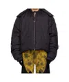 Kusikohc Black Flower Puffer Bomber Jacket In Black