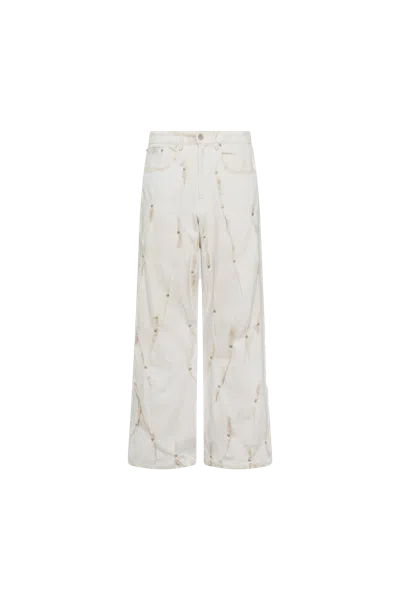 Kusikohc Multi-rivet Burnt Pants White