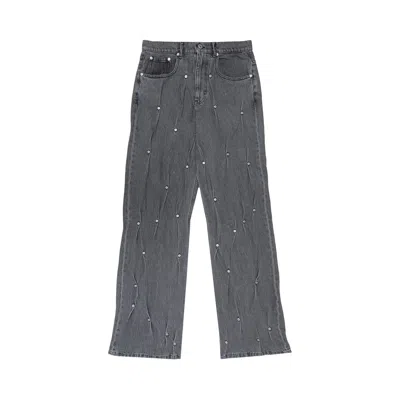 Pre-owned Kusikohc Multi Rivet Denim Pants 'grey' In Gray