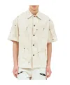 Kusikohc Multi-rivet Denim Short Sleeves Shirt In Beige