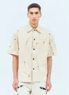 Kusikohc Multi-rivet Denim Short Sleeves Shirt In Beige