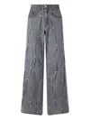 Kusikohc Multi Rivet Denim Pants Gray In Grey